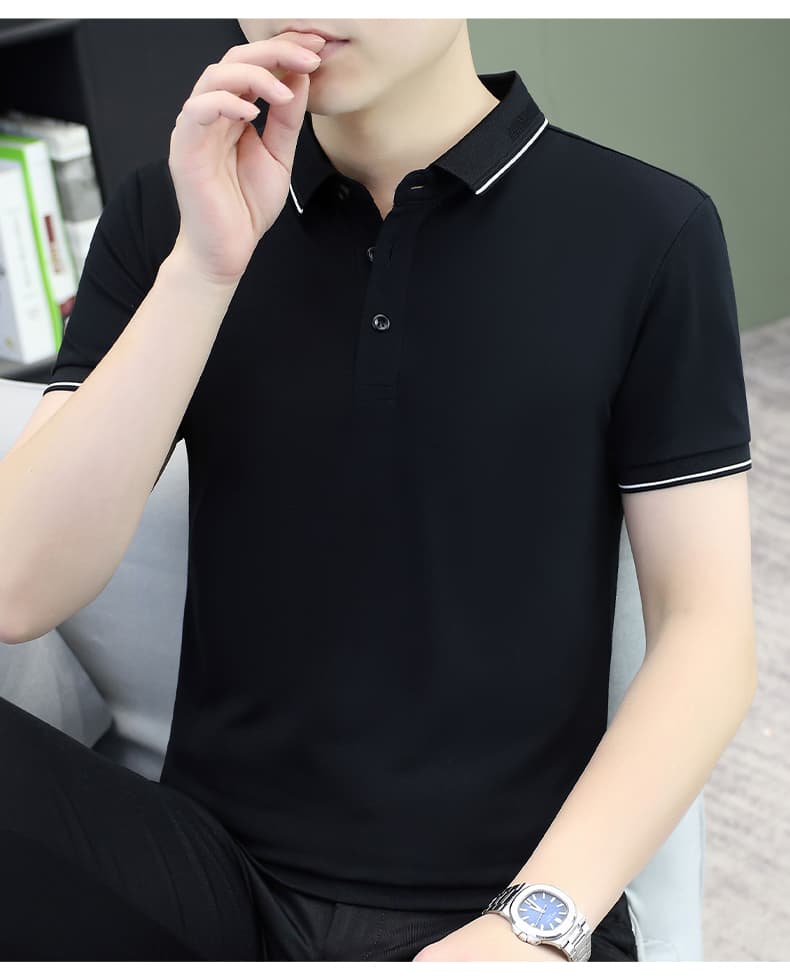 여름 얼음 센스 남성 새로운 POLO 셔츠 트렌드 반팔 암살 자수 캐주얼 루즈핏 다용도 티셔츠 폴로 칼라 맨위 티셔츠 상세 이미지 13