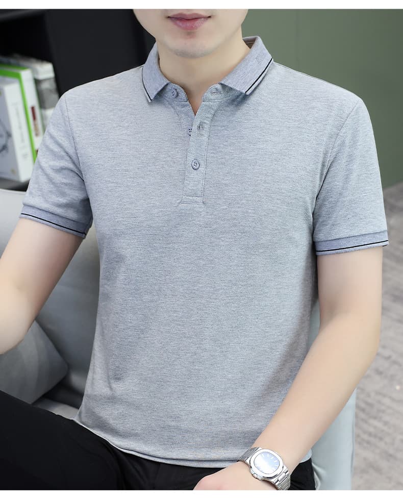 여름 얼음 센스 남성 새로운 POLO 셔츠 트렌드 반팔 암살 자수 캐주얼 루즈핏 다용도 티셔츠 폴로 칼라 맨위 티셔츠 상세 이미지 14
