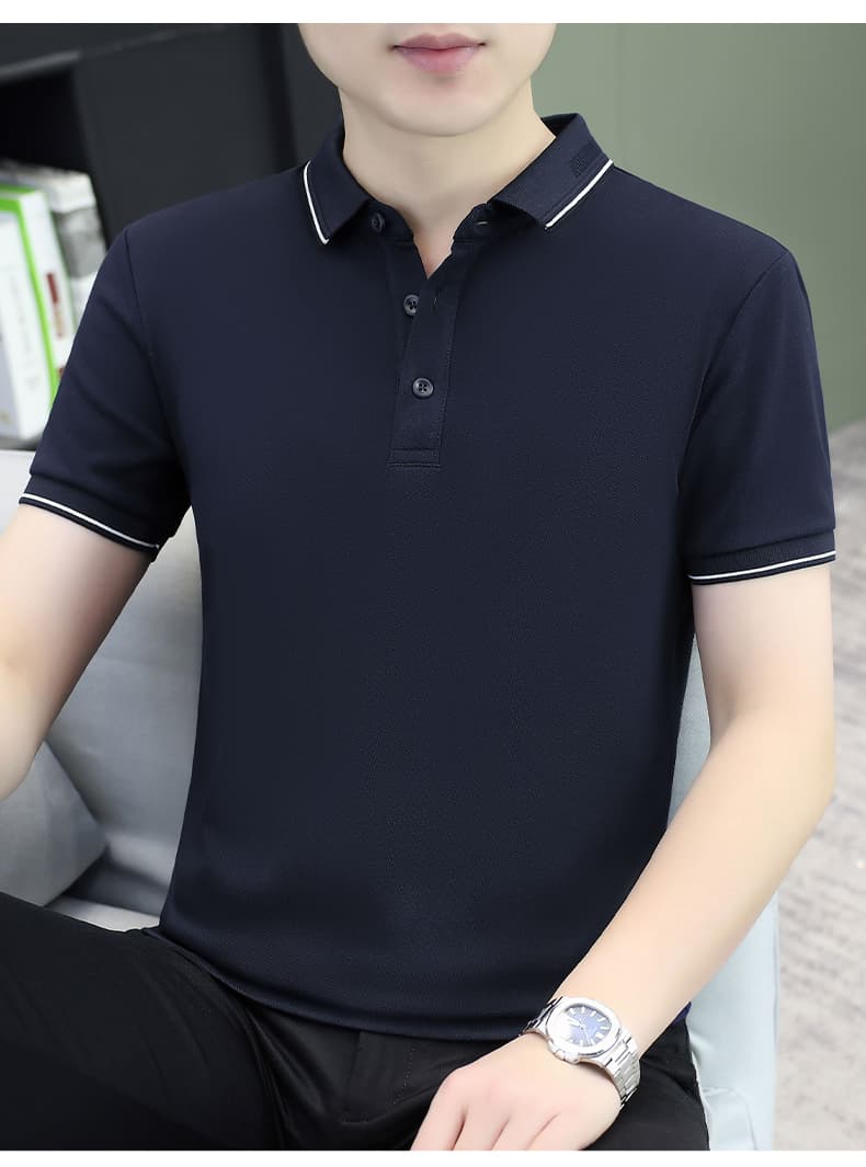 여름 얼음 센스 남성 새로운 POLO 셔츠 트렌드 반팔 암살 자수 캐주얼 루즈핏 다용도 티셔츠 폴로 칼라 맨위 티셔츠 상세 이미지 16