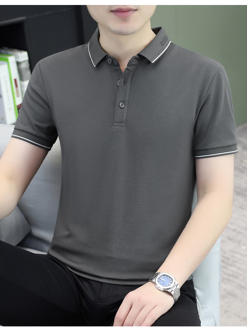 여름 얼음 센스 남성 새로운 POLO 셔츠 트렌드 반팔 암살 자수 캐주얼 루즈핏 다용도 티셔츠 폴로 칼라 맨위 티셔츠 상세 이미지 18