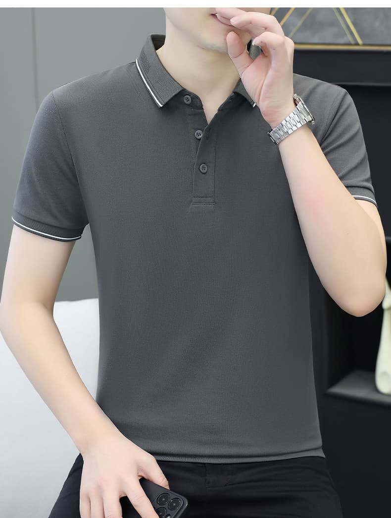 여름 얼음 센스 남성 새로운 POLO 셔츠 트렌드 반팔 암살 자수 캐주얼 루즈핏 다용도 티셔츠 폴로 칼라 맨위 티셔츠 상세 이미지 19