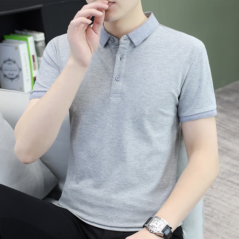 여름 얼음 센스 남성 새로운 POLO 셔츠 트렌드 반팔 암살 자수 캐주얼 루즈핏 다용도 티셔츠 폴로 칼라 맨위 티셔츠