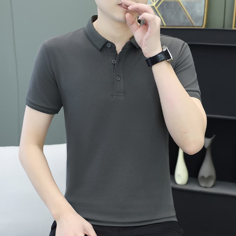 여름 얼음 센스 남성 새로운 POLO 셔츠 트렌드 반팔 암살 자수 캐주얼 루즈핏 다용도 티셔츠 폴로 칼라 맨위 티셔츠 이미지 2