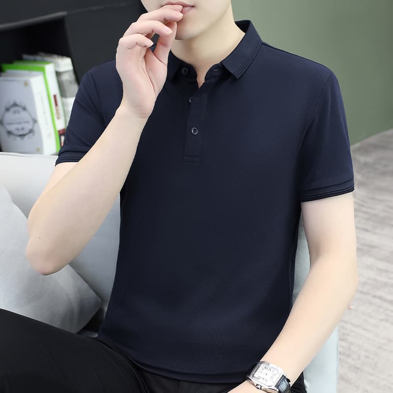 여름 얼음 센스 남성 새로운 POLO 셔츠 트렌드 반팔 암살 자수 캐주얼 루즈핏 다용도 티셔츠 폴로 칼라 맨위 티셔츠 이미지 4