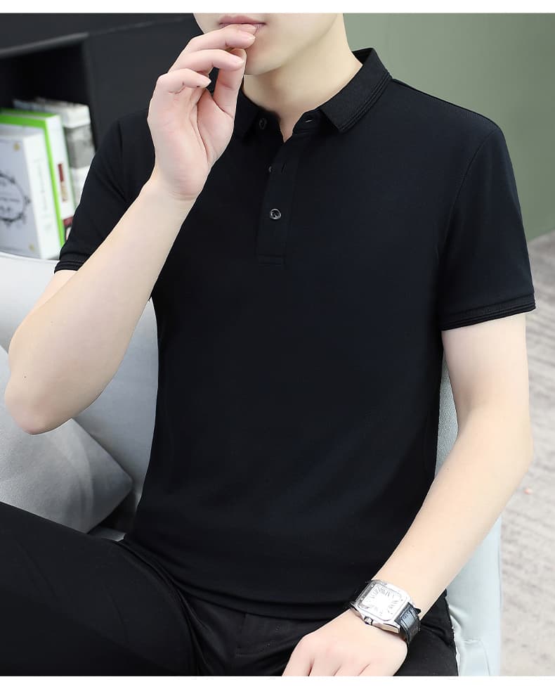 여름 얼음 센스 남성 새로운 POLO 셔츠 트렌드 반팔 암살 자수 캐주얼 루즈핏 다용도 티셔츠 폴로 칼라 맨위 티셔츠 상세 이미지 13