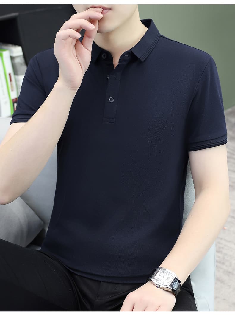 여름 얼음 센스 남성 새로운 POLO 셔츠 트렌드 반팔 암살 자수 캐주얼 루즈핏 다용도 티셔츠 폴로 칼라 맨위 티셔츠 상세 이미지 17