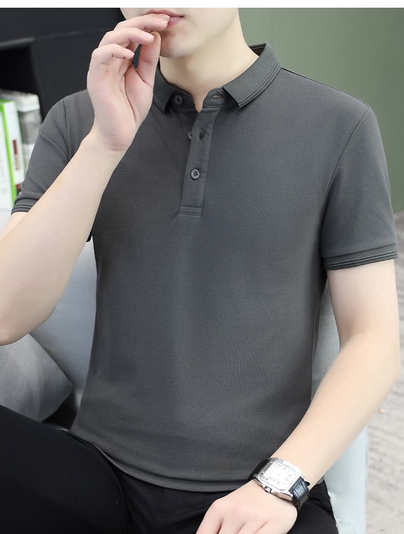 여름 얼음 센스 남성 새로운 POLO 셔츠 트렌드 반팔 암살 자수 캐주얼 루즈핏 다용도 티셔츠 폴로 칼라 맨위 티셔츠 상세 이미지 19