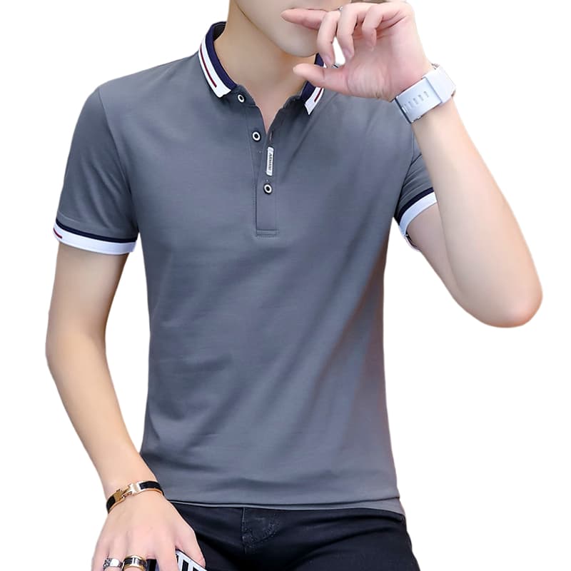 여름 얼음 센스 남성 새로운 POLO 셔츠 트렌드 반팔 암살 자수 캐주얼 루즈핏 다용도 티셔츠 폴로 칼라 맨위 티셔츠 이미지 5