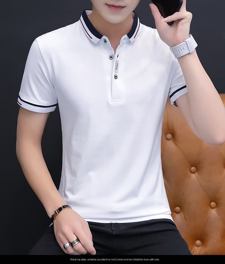 여름 얼음 센스 남성 새로운 POLO 셔츠 트렌드 반팔 암살 자수 캐주얼 루즈핏 다용도 티셔츠 폴로 칼라 맨위 티셔츠 상세 이미지 17