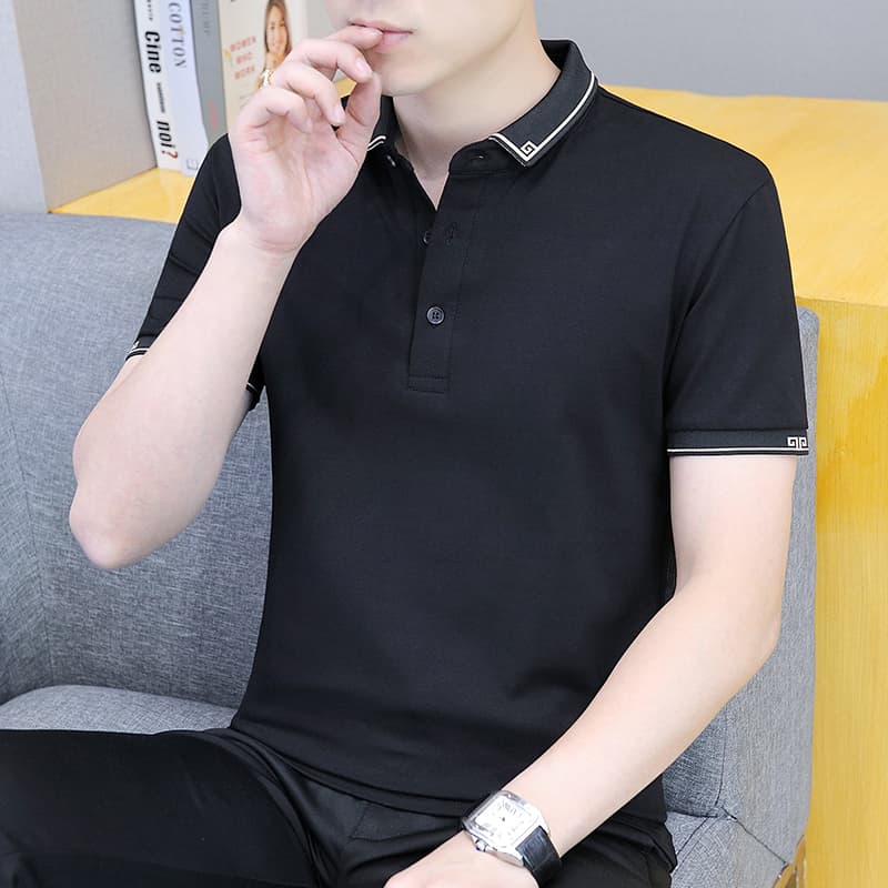 여름 얼음 센스 남성 새로운 POLO 셔츠 트렌드 반팔 암살 자수 캐주얼 루즈핏 다용도 티셔츠 폴로 칼라 맨위 티셔츠 이미지 2