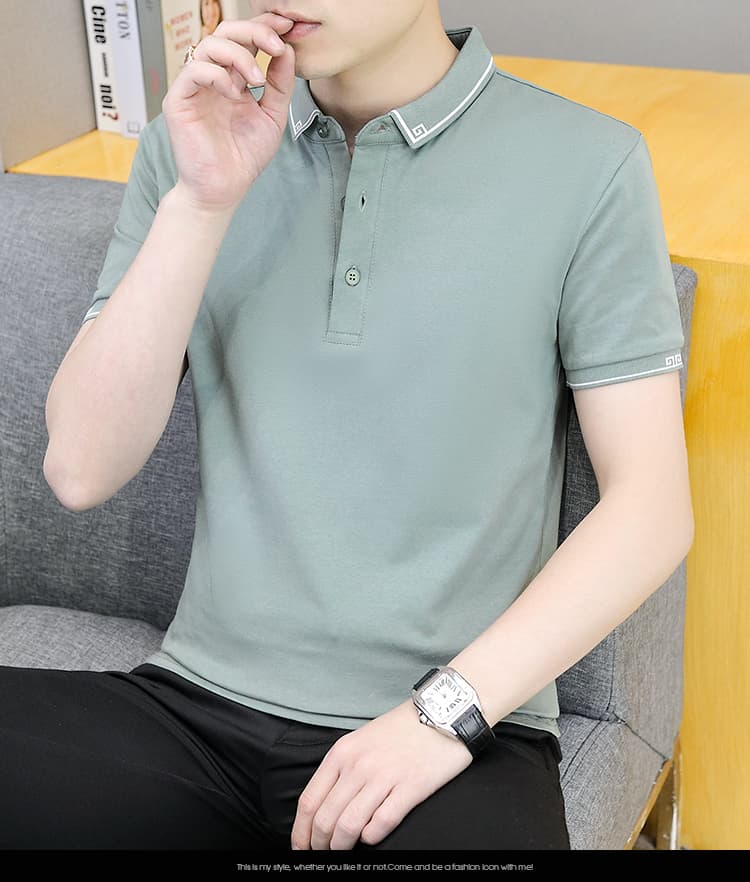 여름 얼음 센스 남성 새로운 POLO 셔츠 트렌드 반팔 암살 자수 캐주얼 루즈핏 다용도 티셔츠 폴로 칼라 맨위 티셔츠 상세 이미지 7