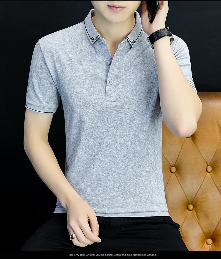 여름 얼음 센스 남성 새로운 POLO 셔츠 트렌드 반팔 암살 자수 캐주얼 루즈핏 다용도 티셔츠 폴로 칼라 맨위 티셔츠 상세 이미지 11