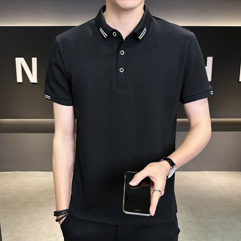 여름 얼음 센스 남성 새로운 POLO 셔츠 트렌드 반팔 암살 자수 캐주얼 루즈핏 다용도 티셔츠 폴로 칼라 맨위 티셔츠