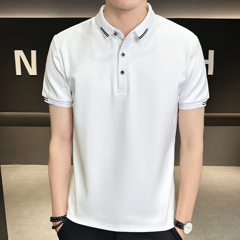 여름 얼음 센스 남성 새로운 POLO 셔츠 트렌드 반팔 암살 자수 캐주얼 루즈핏 다용도 티셔츠 폴로 칼라 맨위 티셔츠 이미지 2