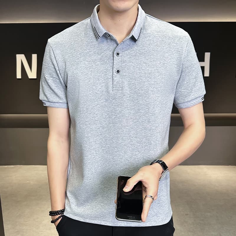여름 얼음 센스 남성 새로운 POLO 셔츠 트렌드 반팔 암살 자수 캐주얼 루즈핏 다용도 티셔츠 폴로 칼라 맨위 티셔츠 이미지 3
