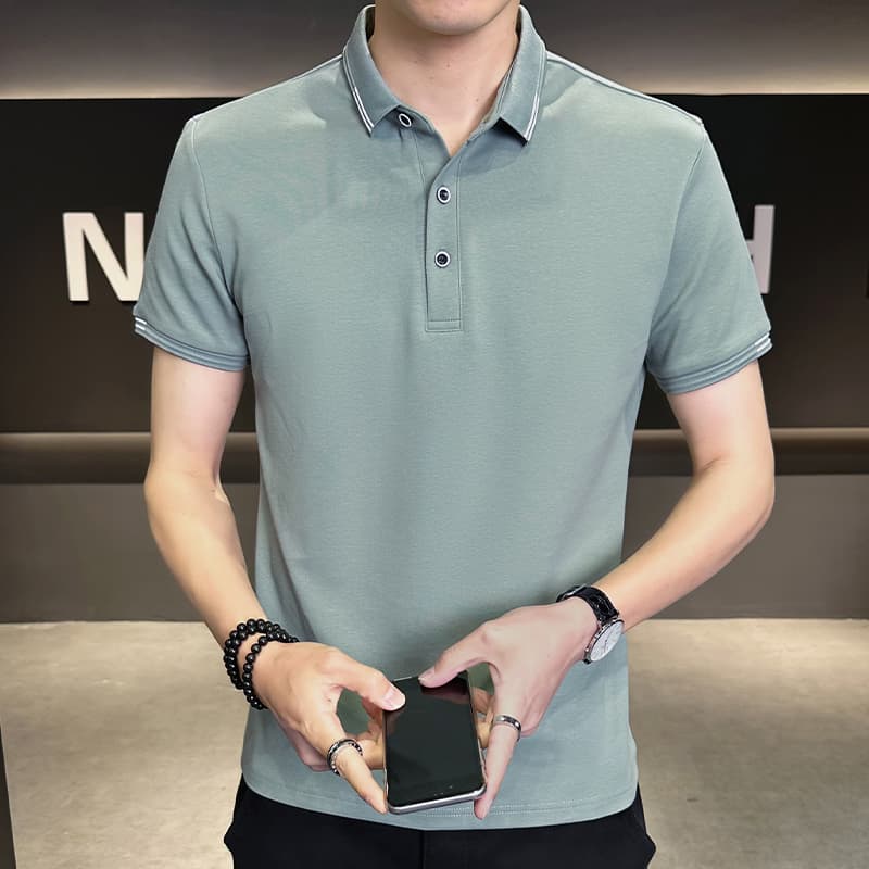 여름 얼음 센스 남성 새로운 POLO 셔츠 트렌드 반팔 암살 자수 캐주얼 루즈핏 다용도 티셔츠 폴로 칼라 맨위 티셔츠 이미지 4