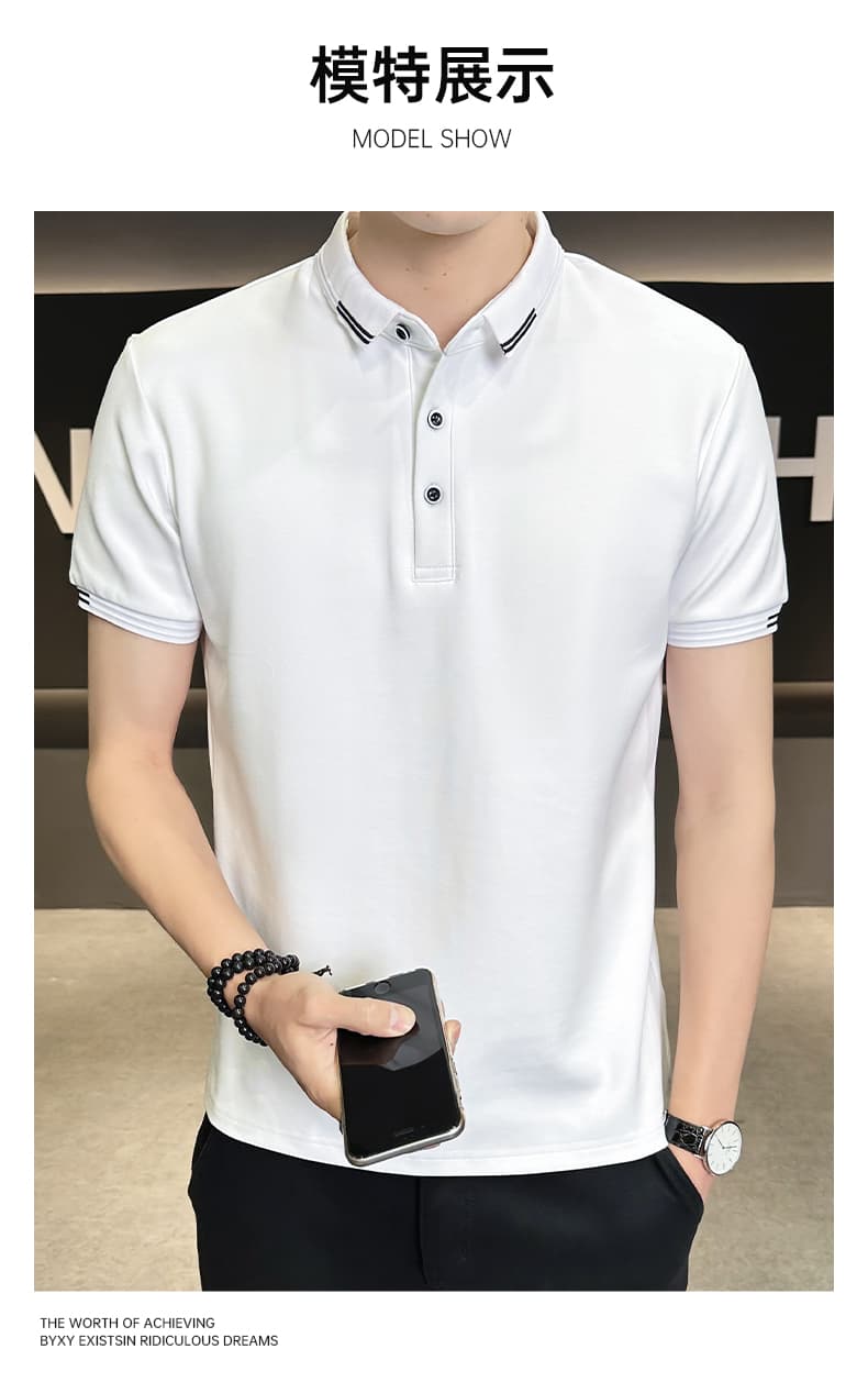 여름 얼음 센스 남성 새로운 POLO 셔츠 트렌드 반팔 암살 자수 캐주얼 루즈핏 다용도 티셔츠 폴로 칼라 맨위 티셔츠 상세 이미지 8
