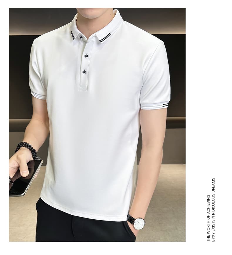 여름 얼음 센스 남성 새로운 POLO 셔츠 트렌드 반팔 암살 자수 캐주얼 루즈핏 다용도 티셔츠 폴로 칼라 맨위 티셔츠 상세 이미지 9
