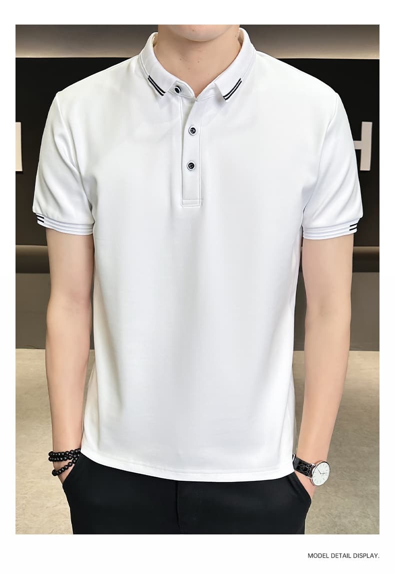 여름 얼음 센스 남성 새로운 POLO 셔츠 트렌드 반팔 암살 자수 캐주얼 루즈핏 다용도 티셔츠 폴로 칼라 맨위 티셔츠 상세 이미지 10
