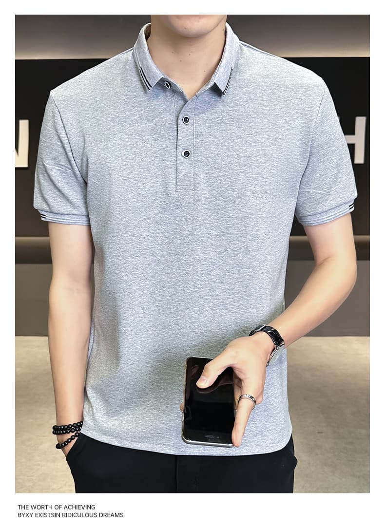 여름 얼음 센스 남성 새로운 POLO 셔츠 트렌드 반팔 암살 자수 캐주얼 루즈핏 다용도 티셔츠 폴로 칼라 맨위 티셔츠 상세 이미지 12
