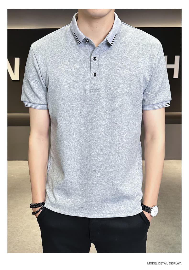 여름 얼음 센스 남성 새로운 POLO 셔츠 트렌드 반팔 암살 자수 캐주얼 루즈핏 다용도 티셔츠 폴로 칼라 맨위 티셔츠 상세 이미지 14