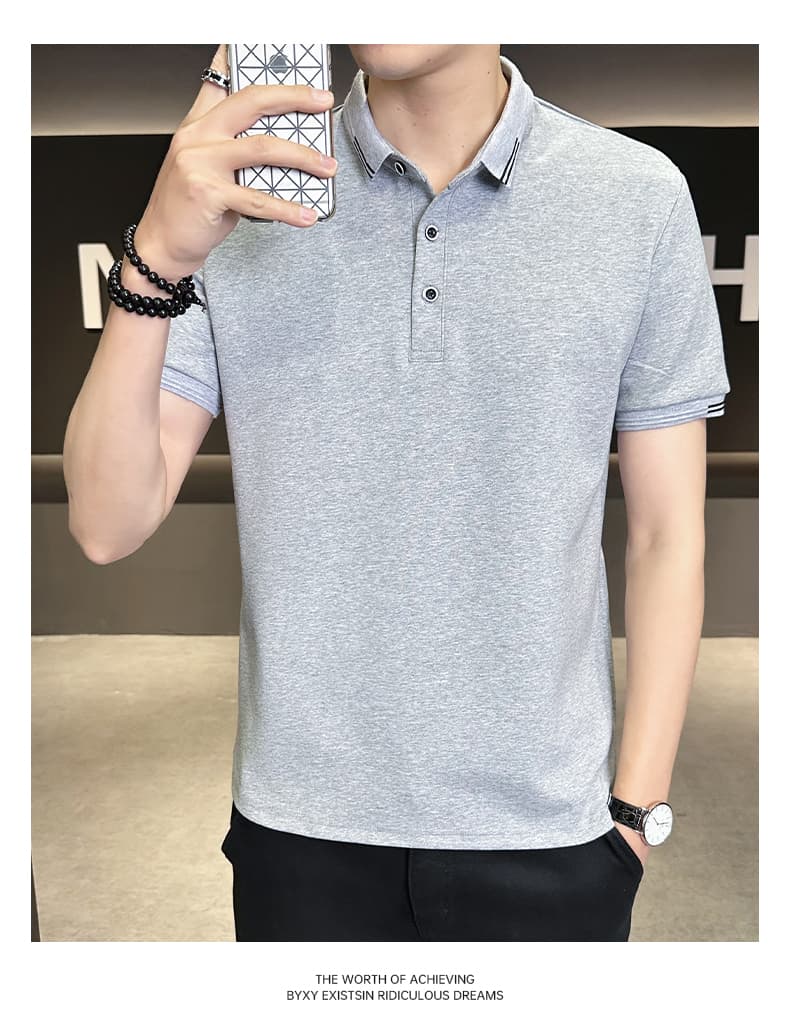 여름 얼음 센스 남성 새로운 POLO 셔츠 트렌드 반팔 암살 자수 캐주얼 루즈핏 다용도 티셔츠 폴로 칼라 맨위 티셔츠 상세 이미지 15