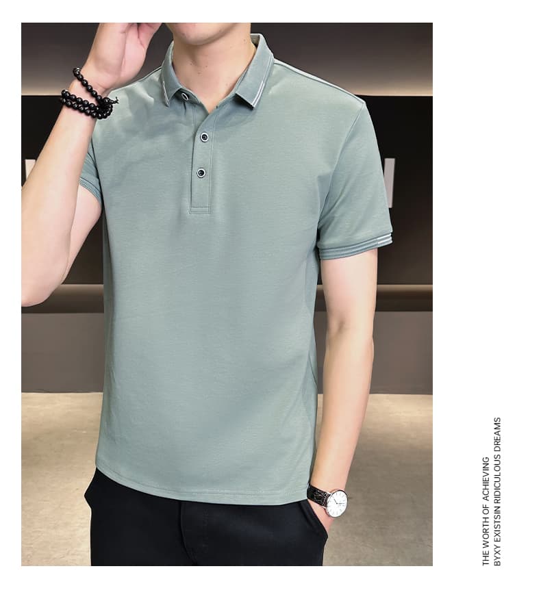 여름 얼음 센스 남성 새로운 POLO 셔츠 트렌드 반팔 암살 자수 캐주얼 루즈핏 다용도 티셔츠 폴로 칼라 맨위 티셔츠 상세 이미지 17