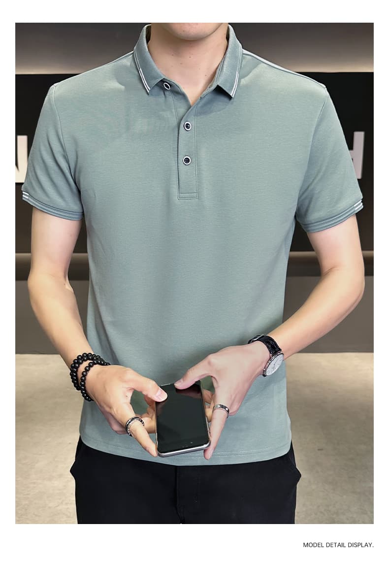 여름 얼음 센스 남성 새로운 POLO 셔츠 트렌드 반팔 암살 자수 캐주얼 루즈핏 다용도 티셔츠 폴로 칼라 맨위 티셔츠 상세 이미지 18