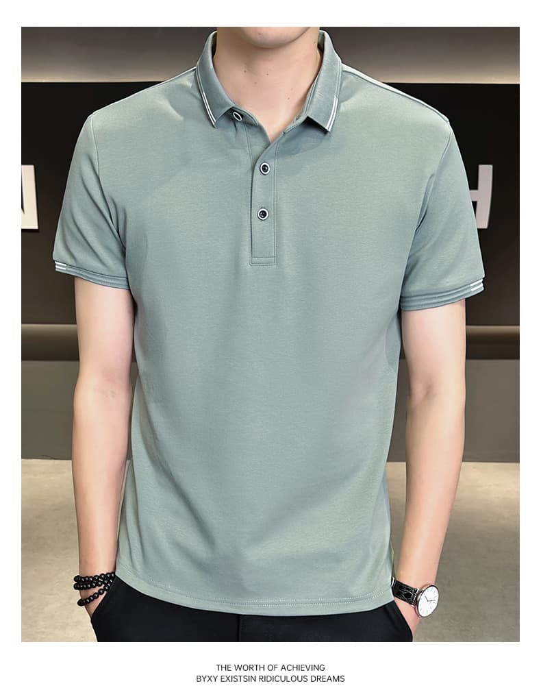 여름 얼음 센스 남성 새로운 POLO 셔츠 트렌드 반팔 암살 자수 캐주얼 루즈핏 다용도 티셔츠 폴로 칼라 맨위 티셔츠 상세 이미지 19