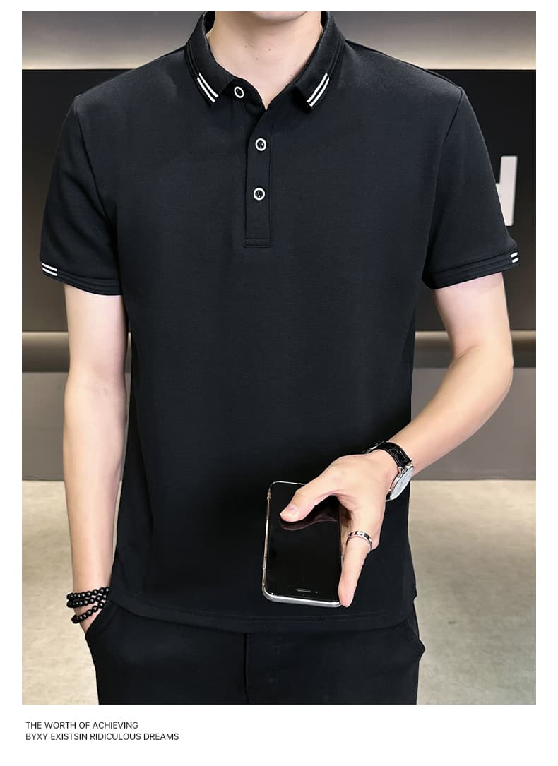 여름 얼음 센스 남성 새로운 POLO 셔츠 트렌드 반팔 암살 자수 캐주얼 루즈핏 다용도 티셔츠 폴로 칼라 맨위 티셔츠 상세 이미지 20