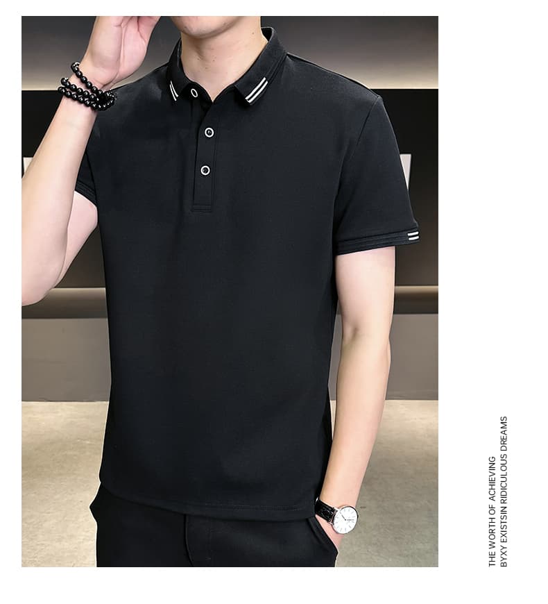 여름 얼음 센스 남성 새로운 POLO 셔츠 트렌드 반팔 암살 자수 캐주얼 루즈핏 다용도 티셔츠 폴로 칼라 맨위 티셔츠 상세 이미지 21