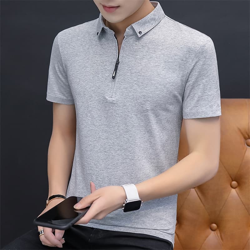 여름 얼음 센스 남성 새로운 POLO 셔츠 트렌드 반팔 암살 자수 캐주얼 루즈핏 다용도 티셔츠 폴로 칼라 맨위 티셔츠 이미지 4
