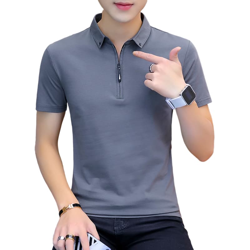 여름 얼음 센스 남성 새로운 POLO 셔츠 트렌드 반팔 암살 자수 캐주얼 루즈핏 다용도 티셔츠 폴로 칼라 맨위 티셔츠 이미지 5