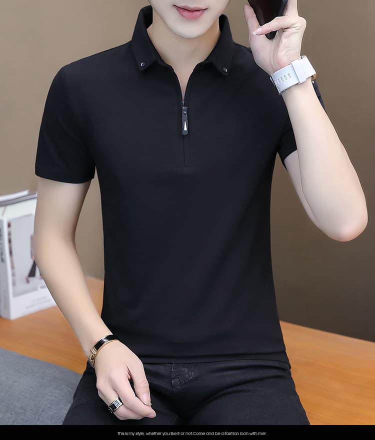 여름 얼음 센스 남성 새로운 POLO 셔츠 트렌드 반팔 암살 자수 캐주얼 루즈핏 다용도 티셔츠 폴로 칼라 맨위 티셔츠 상세 이미지 11