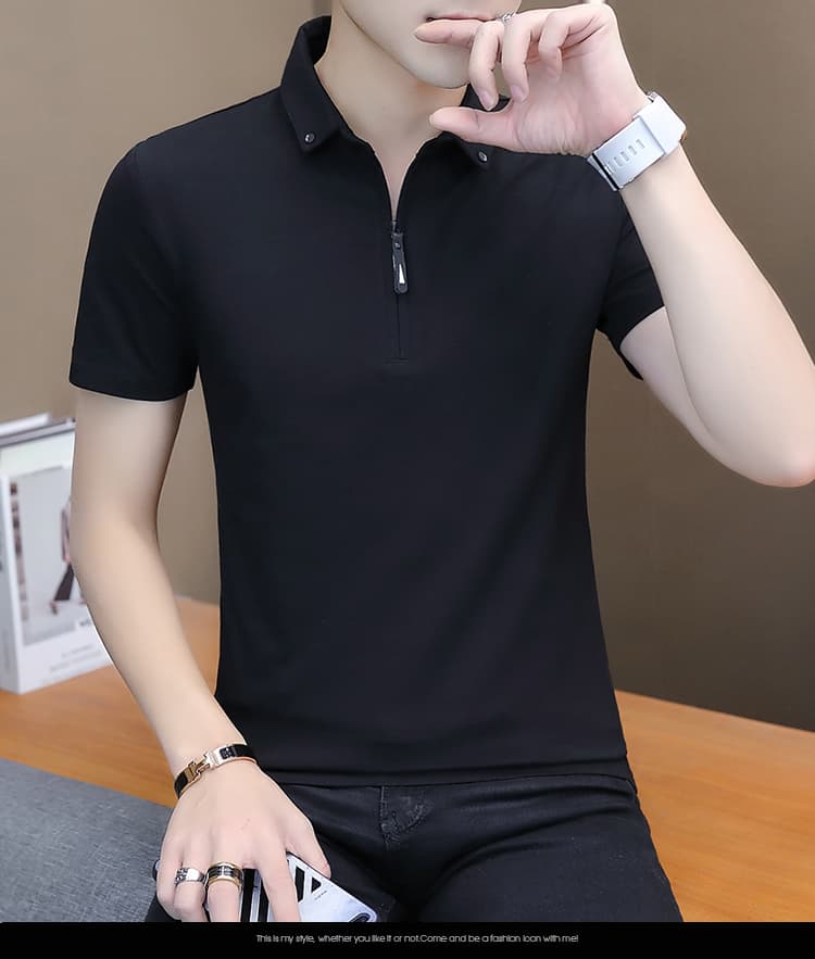 여름 얼음 센스 남성 새로운 POLO 셔츠 트렌드 반팔 암살 자수 캐주얼 루즈핏 다용도 티셔츠 폴로 칼라 맨위 티셔츠 상세 이미지 12