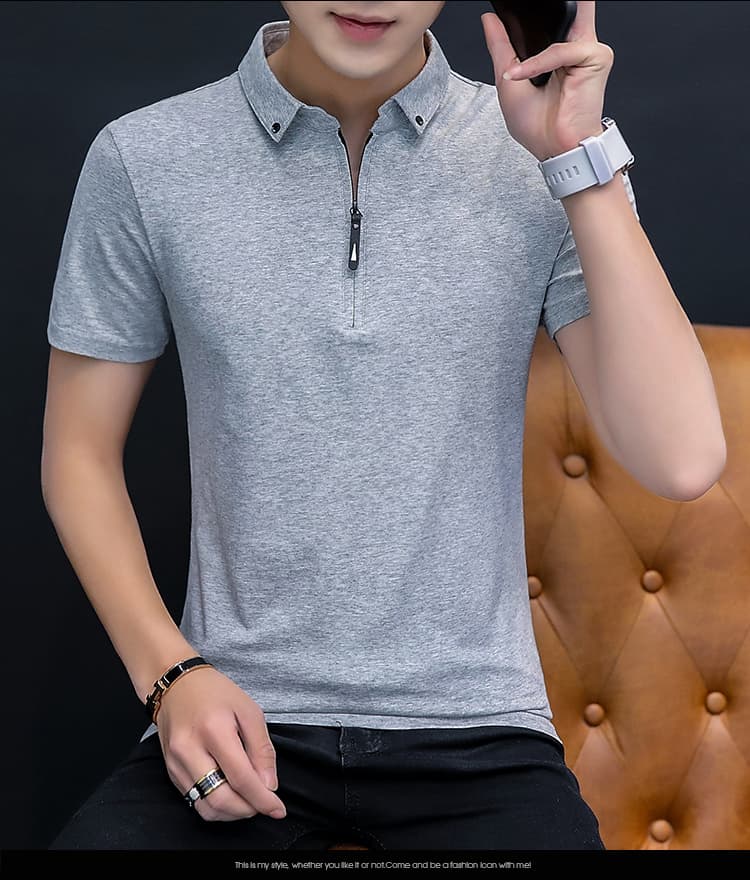 여름 얼음 센스 남성 새로운 POLO 셔츠 트렌드 반팔 암살 자수 캐주얼 루즈핏 다용도 티셔츠 폴로 칼라 맨위 티셔츠 상세 이미지 15