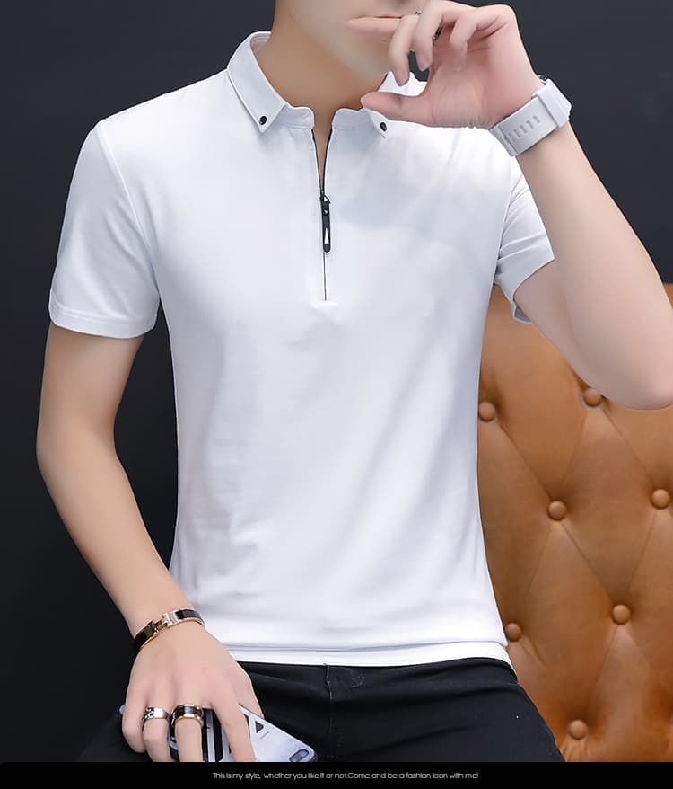 여름 얼음 센스 남성 새로운 POLO 셔츠 트렌드 반팔 암살 자수 캐주얼 루즈핏 다용도 티셔츠 폴로 칼라 맨위 티셔츠 상세 이미지 17