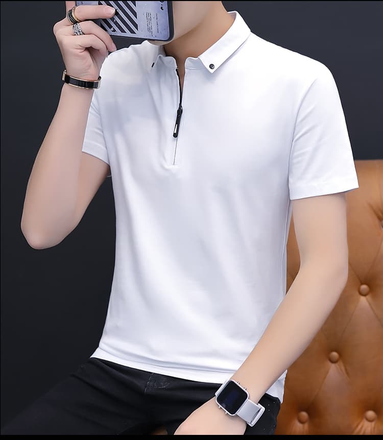 여름 얼음 센스 남성 새로운 POLO 셔츠 트렌드 반팔 암살 자수 캐주얼 루즈핏 다용도 티셔츠 폴로 칼라 맨위 티셔츠 상세 이미지 19