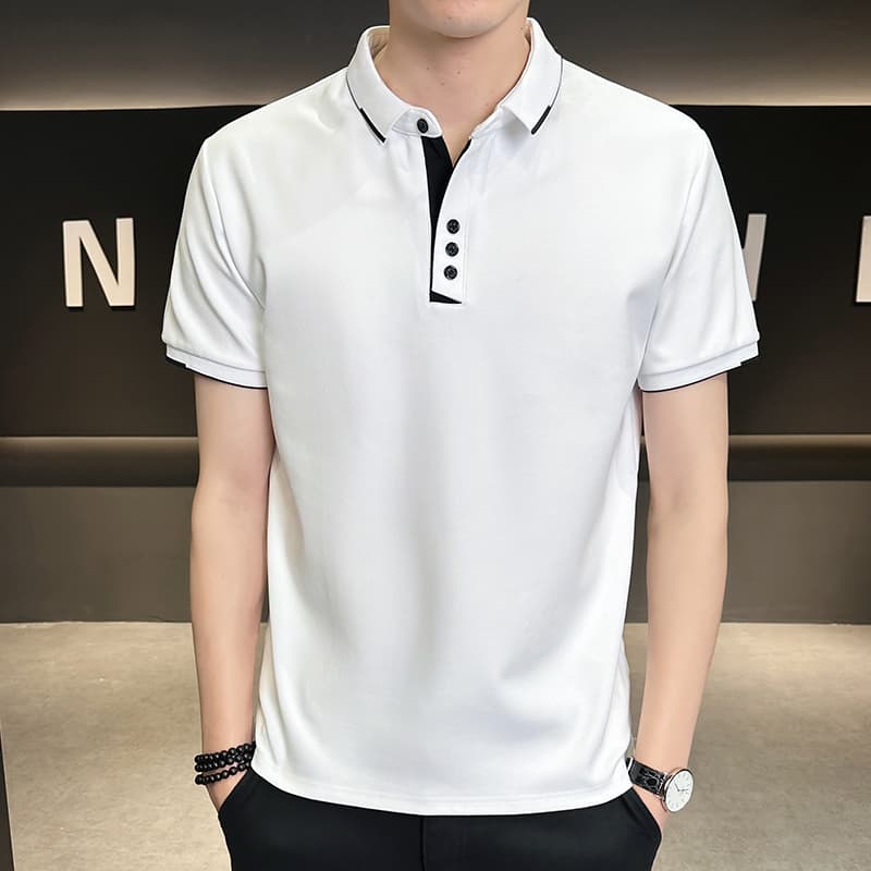 여름 얼음 센스 남성 새로운 POLO 셔츠 트렌드 반팔 암살 자수 캐주얼 루즈핏 다용도 티셔츠 폴로 칼라 맨위 티셔츠 이미지 3