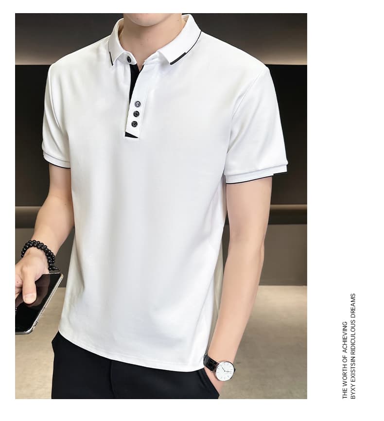 여름 얼음 센스 남성 새로운 POLO 셔츠 트렌드 반팔 암살 자수 캐주얼 루즈핏 다용도 티셔츠 폴로 칼라 맨위 티셔츠 상세 이미지 10