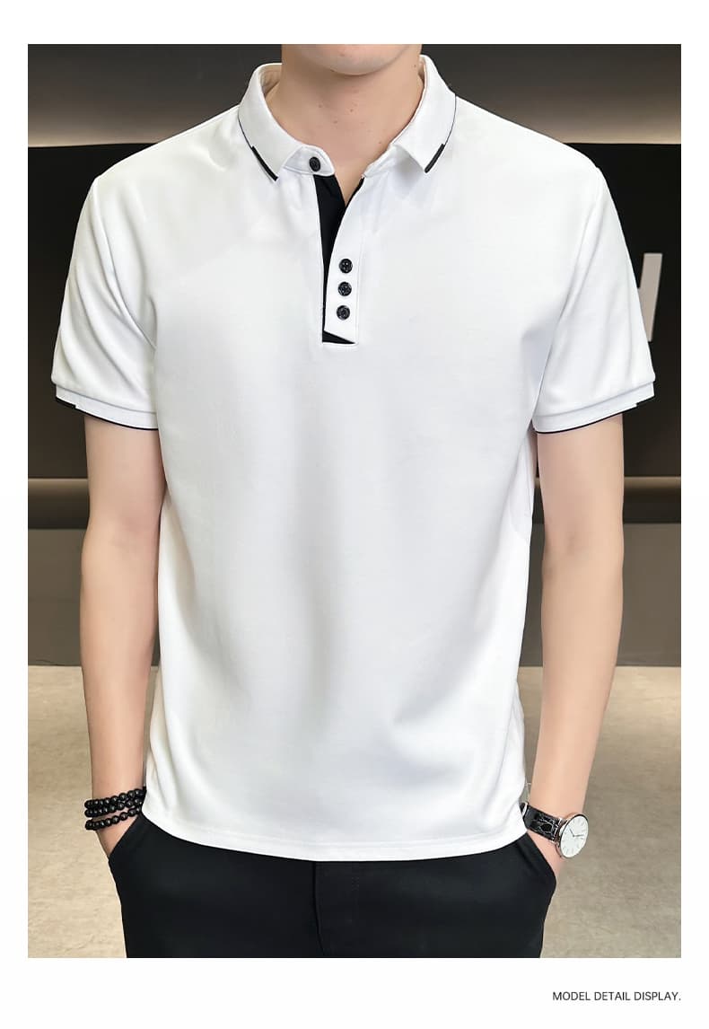 여름 얼음 센스 남성 새로운 POLO 셔츠 트렌드 반팔 암살 자수 캐주얼 루즈핏 다용도 티셔츠 폴로 칼라 맨위 티셔츠 상세 이미지 11