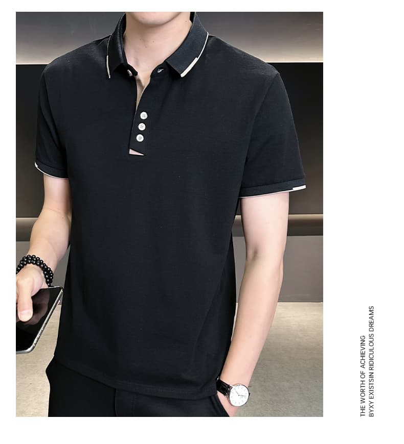 여름 얼음 센스 남성 새로운 POLO 셔츠 트렌드 반팔 암살 자수 캐주얼 루즈핏 다용도 티셔츠 폴로 칼라 맨위 티셔츠 상세 이미지 22