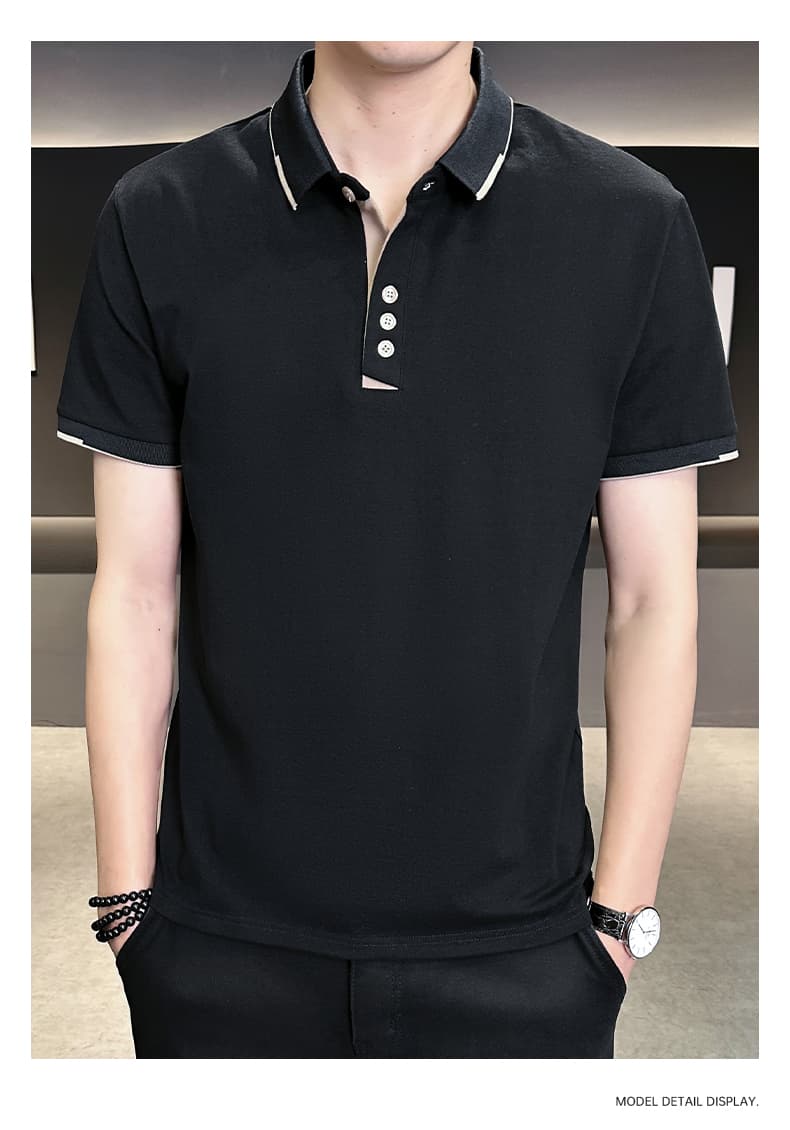 여름 얼음 센스 남성 새로운 POLO 셔츠 트렌드 반팔 암살 자수 캐주얼 루즈핏 다용도 티셔츠 폴로 칼라 맨위 티셔츠 상세 이미지 23