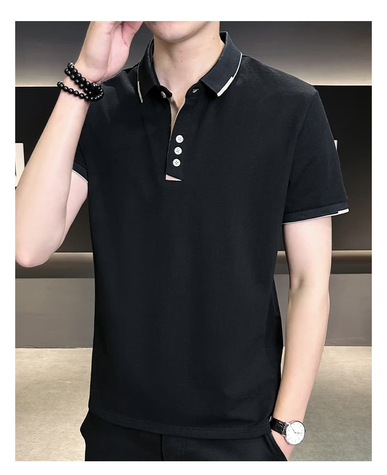 여름 얼음 센스 남성 새로운 POLO 셔츠 트렌드 반팔 암살 자수 캐주얼 루즈핏 다용도 티셔츠 폴로 칼라 맨위 티셔츠 상세 이미지 24