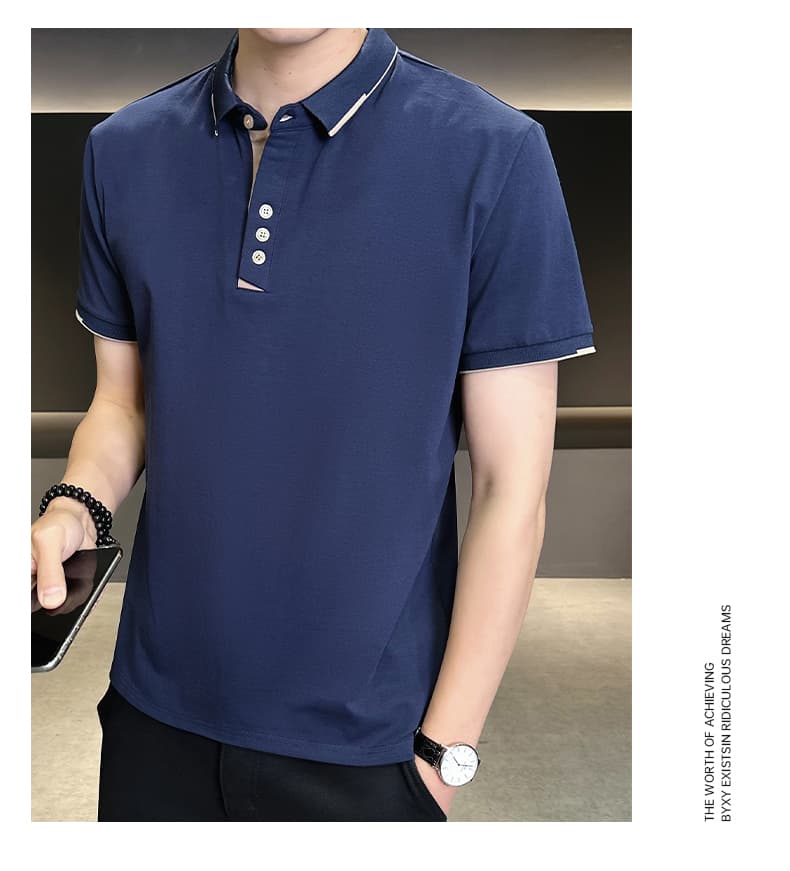 여름 얼음 센스 남성 새로운 POLO 셔츠 트렌드 반팔 암살 자수 캐주얼 루즈핏 다용도 티셔츠 폴로 칼라 맨위 티셔츠 상세 이미지 26