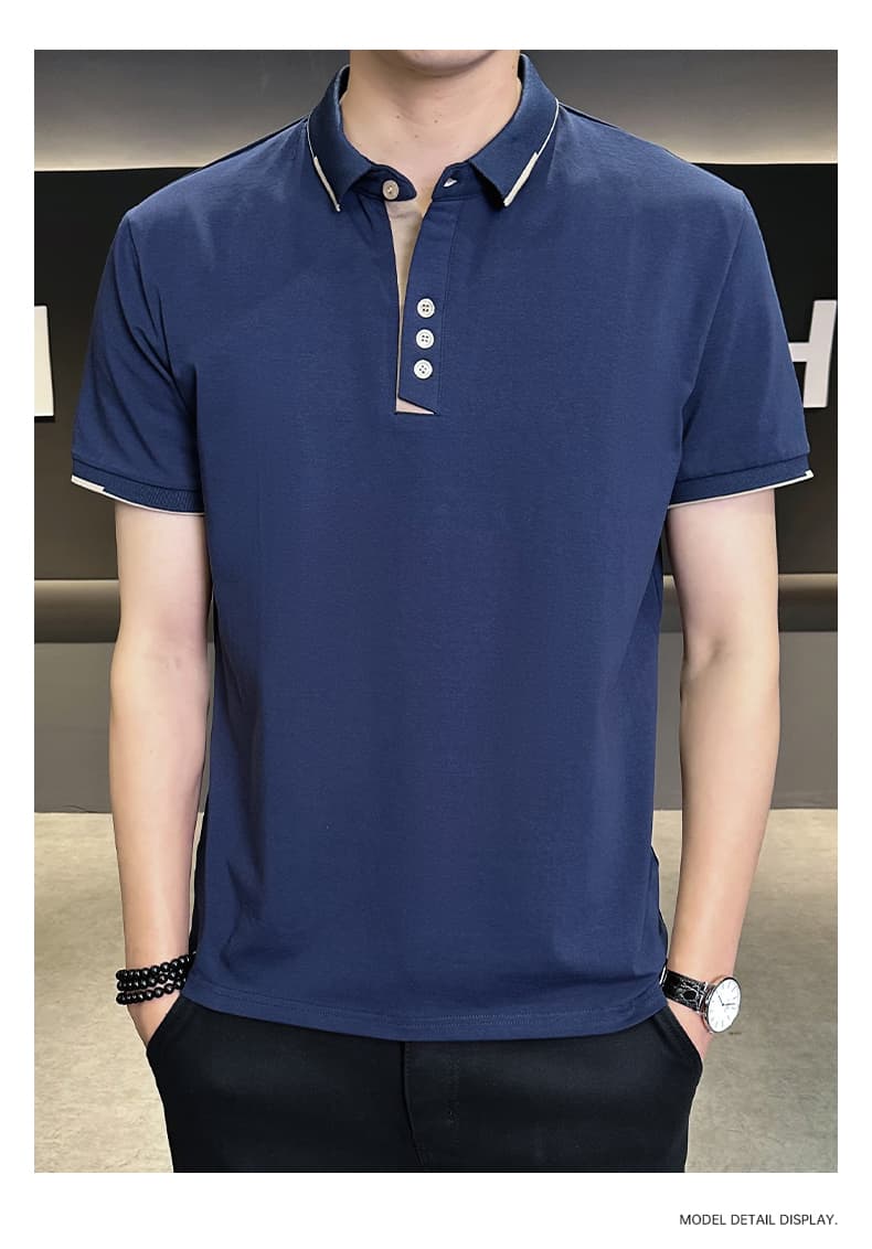 여름 얼음 센스 남성 새로운 POLO 셔츠 트렌드 반팔 암살 자수 캐주얼 루즈핏 다용도 티셔츠 폴로 칼라 맨위 티셔츠 상세 이미지 27