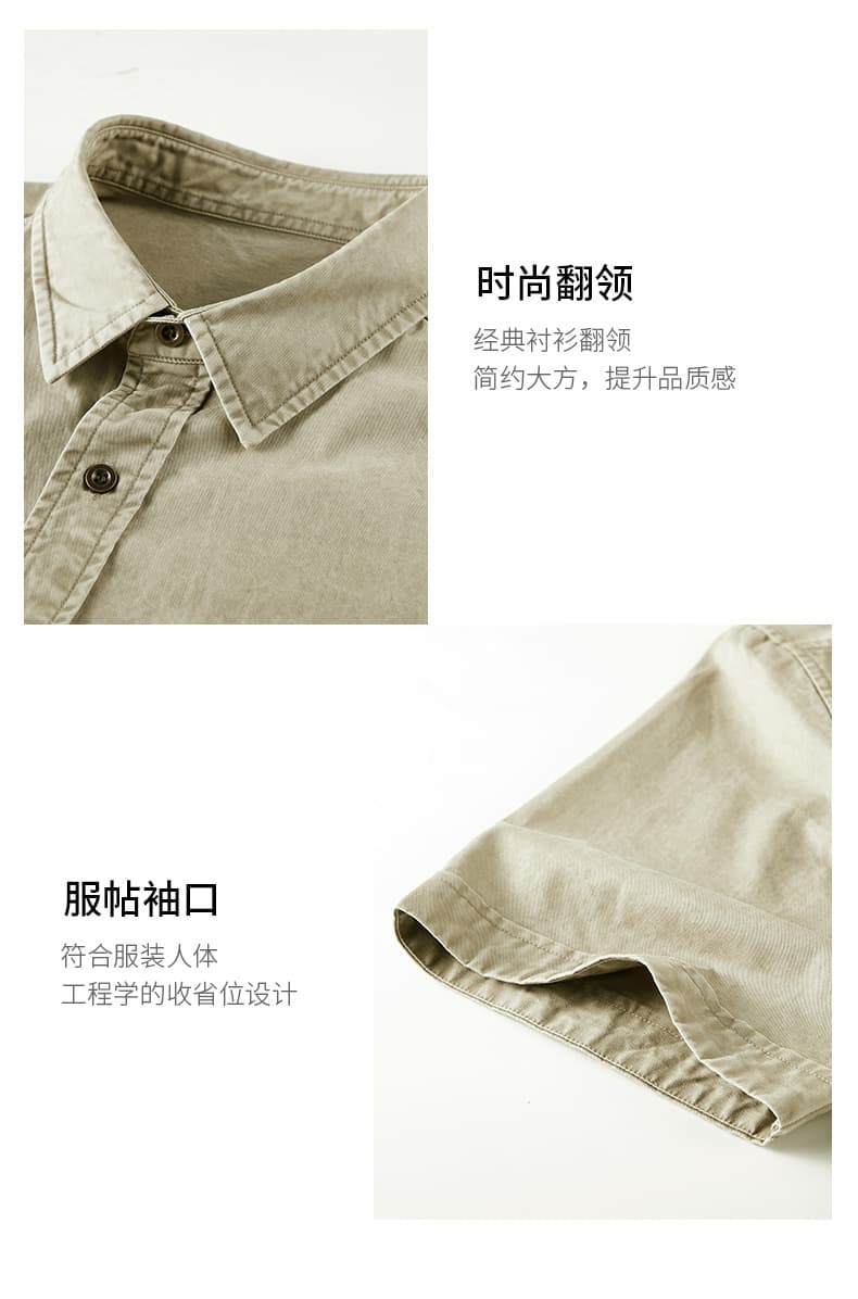 국경 간 빅 사이즈 조수 브랜드 새로운 여름 폭발 반팔 셔츠 순면 워싱 재킷 워크웨어 셔츠 폴로 칼라 재킷 상세 이미지 20
