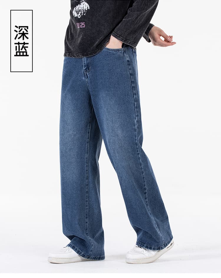 남성 높은 품질 부츠컷 바지 허리밴드 새로운 높음 거리 레트로 청바지 남성 잘 생긴 조수 브랜드 캐주얼 바지 상세 이미지 13