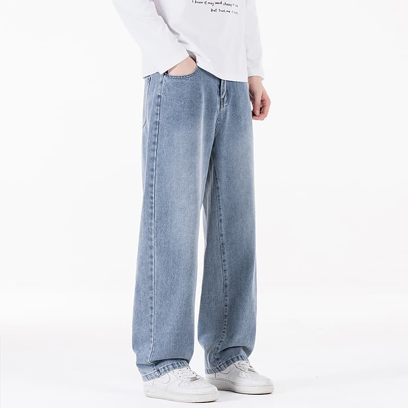 넓은 다리 새로운 아메리칸 높음 거리 넓은 다리 청바지 남성 봄 가을 겨울 워싱 마 오래된 조수 브랜드 악당 잘 생긴 스트레이트 루즈핏 이미지 3