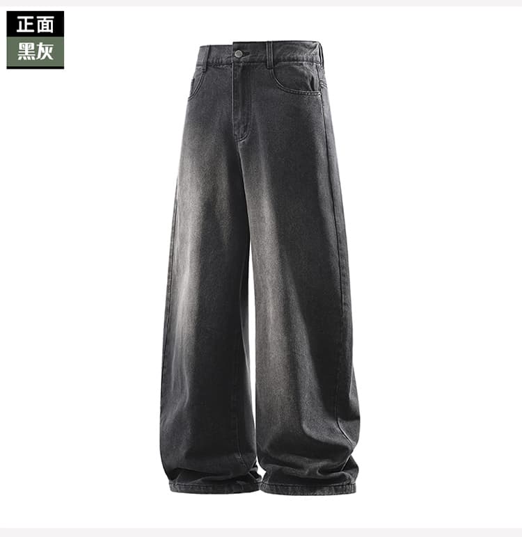 넓은 다리 가을 겨울 새로운 아메리칸 높음 거리 넓은 다리 청바지 남자 봄 가을 워싱 마 오래된 조수 브랜드 악당 잘 생긴 스트레이트 루즈핏 상세 이미지 14